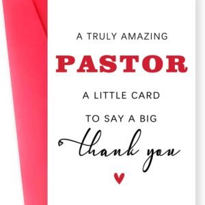 Pastor Thank You Card with Envelope, Pastor Appreciation Gifts for Men Women, Christmas/Retirement/Birthday Gifts for Pastor