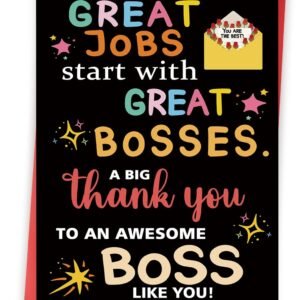 Thank You Card Gifts for Boss Leader Manager, Cute Boss's Day Card for Her Him, Best Boss Appreciation Card for Men Women